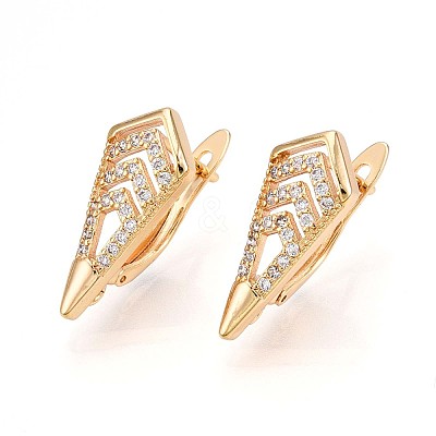 Brass Micro Pave Cubic Zirconia Hoop Earring Finding KK-N261-42G-1