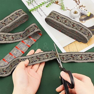 Ethnic Style Embroidery Polyester Ribbons OCOR-WH0070-10B-04-1