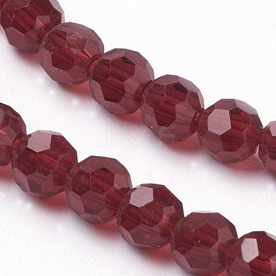 Faceted(32 Facets) Round Glass Beads Strands X-EGLA-J042-4mm-20-1