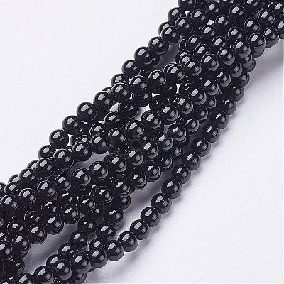 Natural Black Onyx Round Beads Strands GSR20mmC097-1