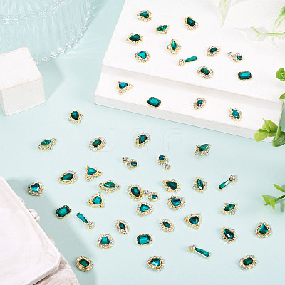 48Pcs 12 Styles Alloy Rhinestone Cabochons MRMJ-TA0001-45A-1
