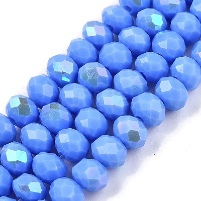Electroplate Opaque Solid Color Glass Beads Strands EGLA-A044-P6mm-L17-1