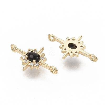 Brass Micro Pave Cubic Zirconia Links connectors KK-T050-23G-01-NF-1