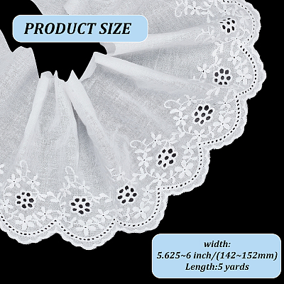 4.7~5 Yards Cotton Embroidery Flower Ribbons OCOR-MA0001-03B-1