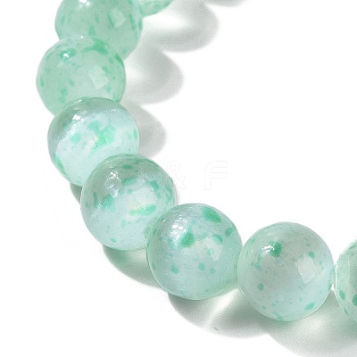 Dyed Natural Selenite Round Beaded Stretch Bracelet for Women BJEW-G697-02A-1