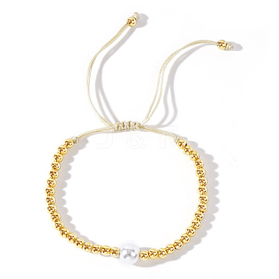 Shell & Brass Braided Bead Bracelets QM1816-1-1