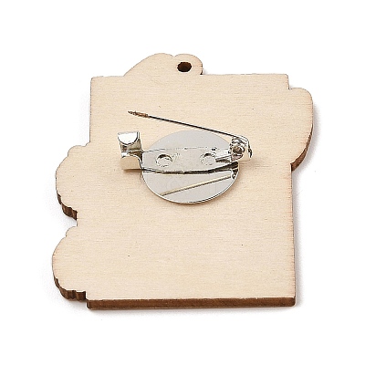 Christmas Theme Wood Printed Brooches for Women LS-JEWB-Z029-01D-1