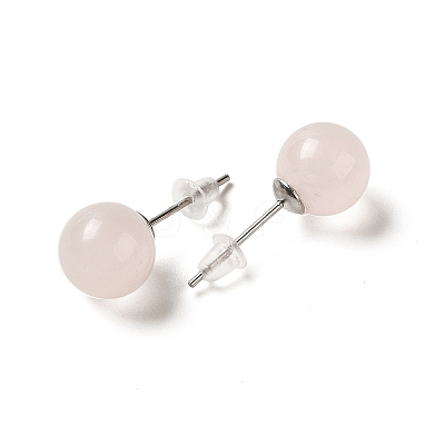 Natural Rose Quartz Stud Earrings G-B075-02P-05-1