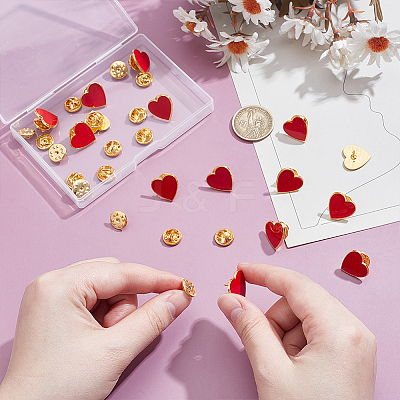 15Pcs Alloy Enamel Lapel Pin Backs Heart JEWB-UN0002-73-1