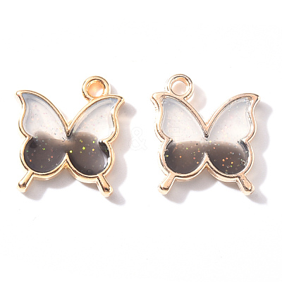 Light Gold Plated Alloy Enamel Pendants X-ENAM-R136-24D-1