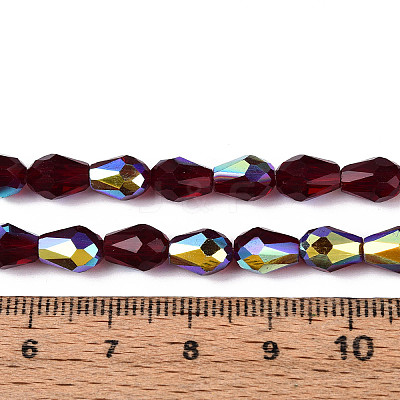 Transparent Electroplate Glass Beads Strands EGLA-N023-6x8mm-A10-1