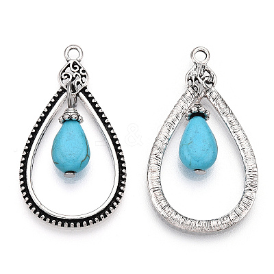 Synthetic Turquoise Pendants PALLOY-TAC0044-61AS-1