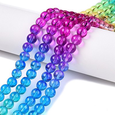 Baking Paint Transparent Glass Beads DGLA-M001-8mm-04-1