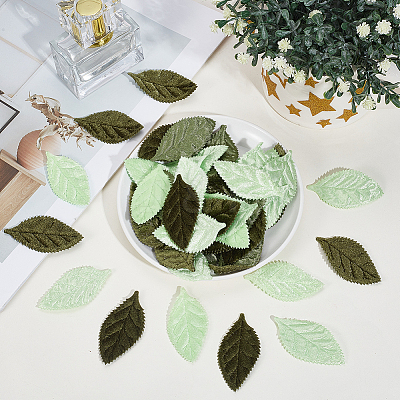 100Pcs 2 Colors Cloth Artificial Leaves AJEW-CY0002-82-1
