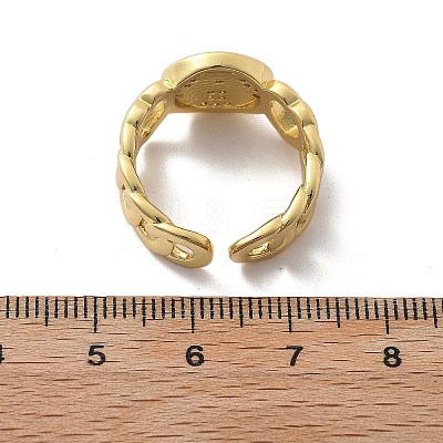 Brass Micro Pave Clear Cubic Zirconia Open Cuff Rings for Women RJEW-K289-02G-T-1