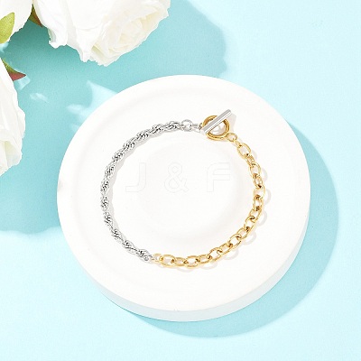 304 Stainless Steel Cable & Rope Chain Bracelets for Women BJEW-K279-03GP-1