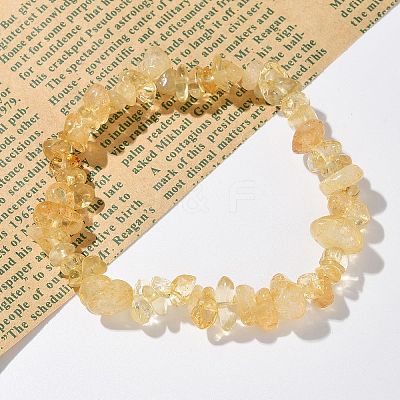 Chips Natural Citrine(Dyed & Heated) Beaded Stretch Bracelets BJEW-JB01826-08-1