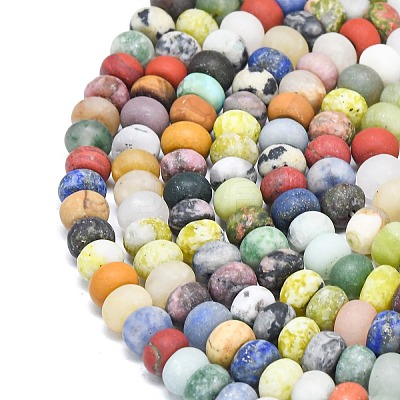 Natural Blue Spot Jasper & Dalmatian Jasper & White Jade Beads Strands G-P575-A30-6x4mm-01-1