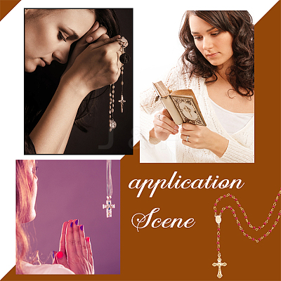 Acrylic Rosary Bead Necklace NJEW-PH01476-1