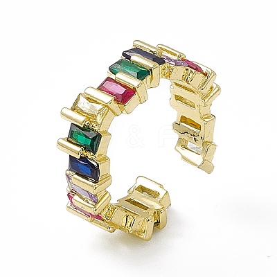 Colorful Cubic Zirconia Open Cuff Rings EJEW-F294-20G-1