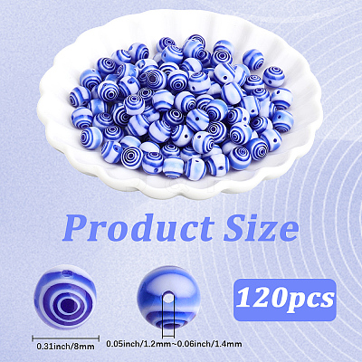 120pcs Handmade Millefiori Glass Round Beads LK-PA0001-05A-1