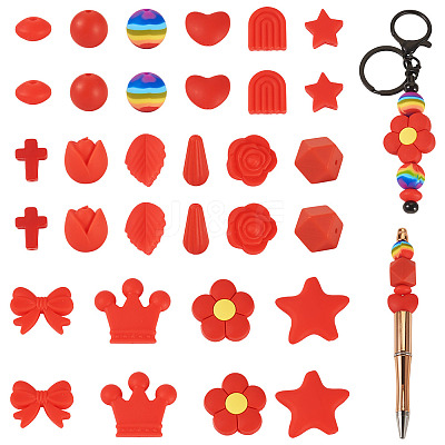 92Pcs Transparent Silicone Focal Beads SIL-TA0002-85A-1