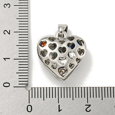 Rack Plating Brass Pave Colorful Cubic Zirconia Bead Cage Pendants KK-E114-07P-1