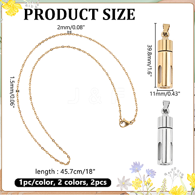 2Pcs 304 Stainless Steel Perfume Bottle Pendants DIY-WR0005-50-1
