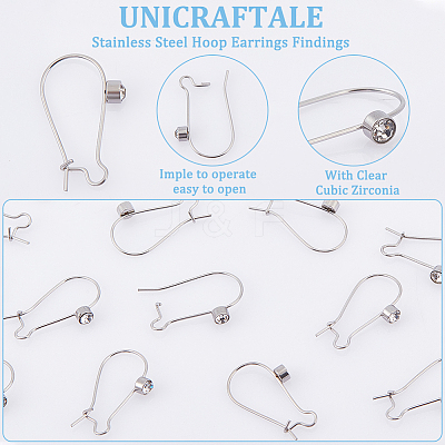30Pcs 304 Stainless Steel Hoop Earrings Findings STAS-UN0049-86-1