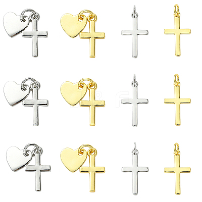 8Pcs 4 Styles Rack Plating Brass Pendants KK-YW0004-10-1
