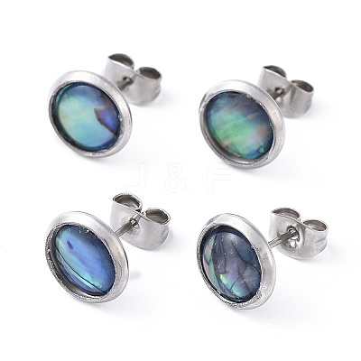 Natural Abalone Shell/Paua Shell Stud Earrings EJEW-JE03213-1