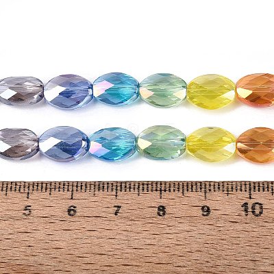Electroplate Transparent Glass Beads Strands EGLA-Q135-8x11MM-03A-1