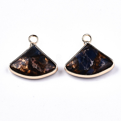 Fan Assembled Synthetic Bronzite and Regalite/Imperial Jasper Pendants G-N330-023-D01-1