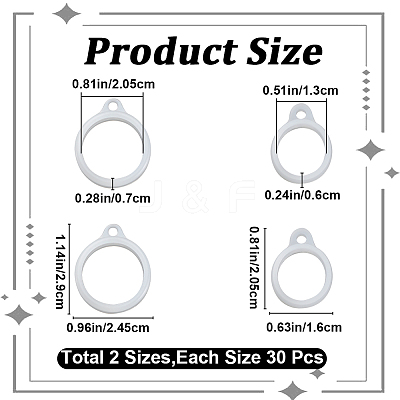 60Pcs 2 Style Silicone Pendant SIL-GF0001-43D-1