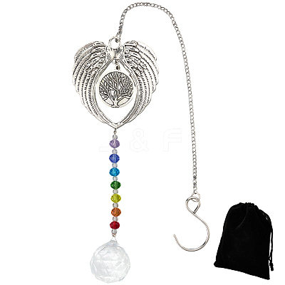 1Pc Heat Transfer Alloy Angel Wing Hanging Ornaments HJEW-BBC0001-15-1