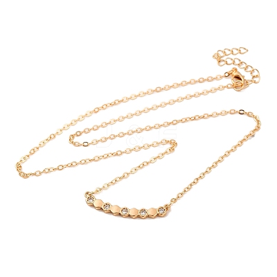 Brass Pave Clear Cubic Zirconia Cable Chain Hexagon Pendant Necklaces for Women LS-NJEW-U006-02A-KCG-1