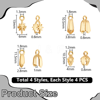 16Pcs 4 Styles 304 Stainless Steel SIce Pick Pinch Bails STAS-UN0059-73G-1
