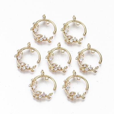 Brass Micro Pave Cubic Zirconia Pendants X-KK-S359-053-RS-1