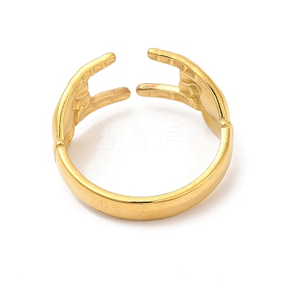Ion Plating(IP) 304 Stainless Steel Hands Open Cuff Rings for Women RJEW-L107-002G-1