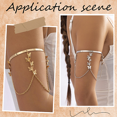 2Pcs 2 Colors Iron and Brass Upper Arm Bangles BJEW-CY0001-11A-1