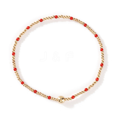 Glass Seed Beads & CCB Beads Stretch Bracelets TB4137-39-1