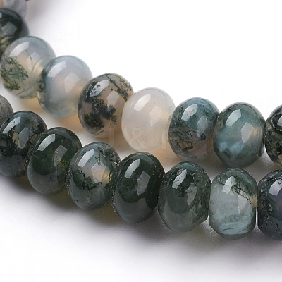 Natural Moss Agate Beads Strands G-G731-08-8mm-1