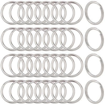 40Pcs 304 Stainless Steel Split Key Rings STAS-CY0001-01B-P-1