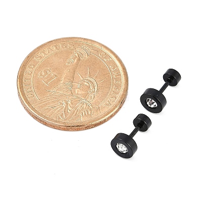 Flat Round Crystal Rhinestone Ear Fake Plugs EJEW-H105-21EB-B-1