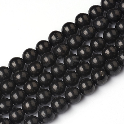 Natural Shungite Beads Strands G-I271-C03-6mm-1