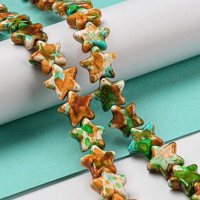 Spray Painted Synthetic Turquoise Beads Strands G-E617-A04-02-1