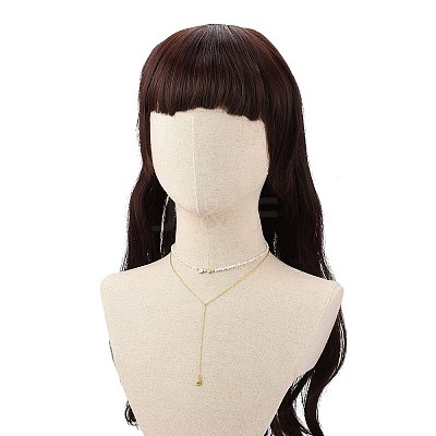 Brass Moon & Star Charms Double Layer Necklace NJEW-JN04142-1