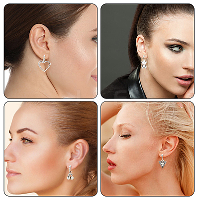 12 Pairs 12 Styles Cherry & Triangle & Eye & Bear & Zipper Buckle Alloy Dangle Stud Earrings for Women EJEW-AN0003-10-1