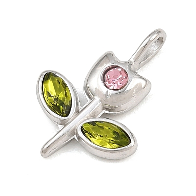 304 Stainless Steel Rhinestone Pendants RB-CBA40D0-04P-B-1