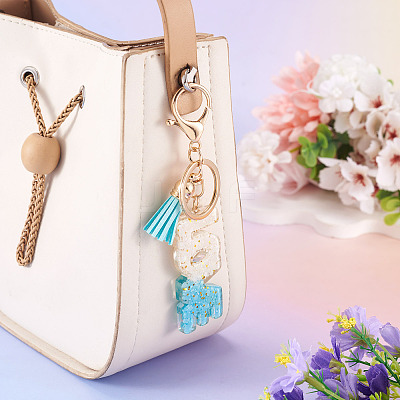 Alloy & Resin Tassel Keychainss AJEW-TADJ0001-20G-12-1